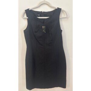 Talbots NWT Black Textured Sheath Dress 10P Womens Petite Cotton & Silk Blend Sl